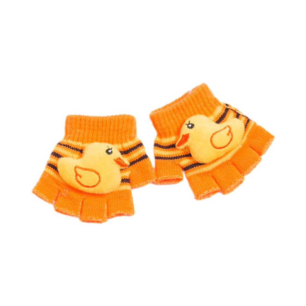 Toddler Half Finger Gloves Cartoon Warm Gloves Knitted Mittens Winter Thick Gloves Indoor Gloves for Little Girls Boy
