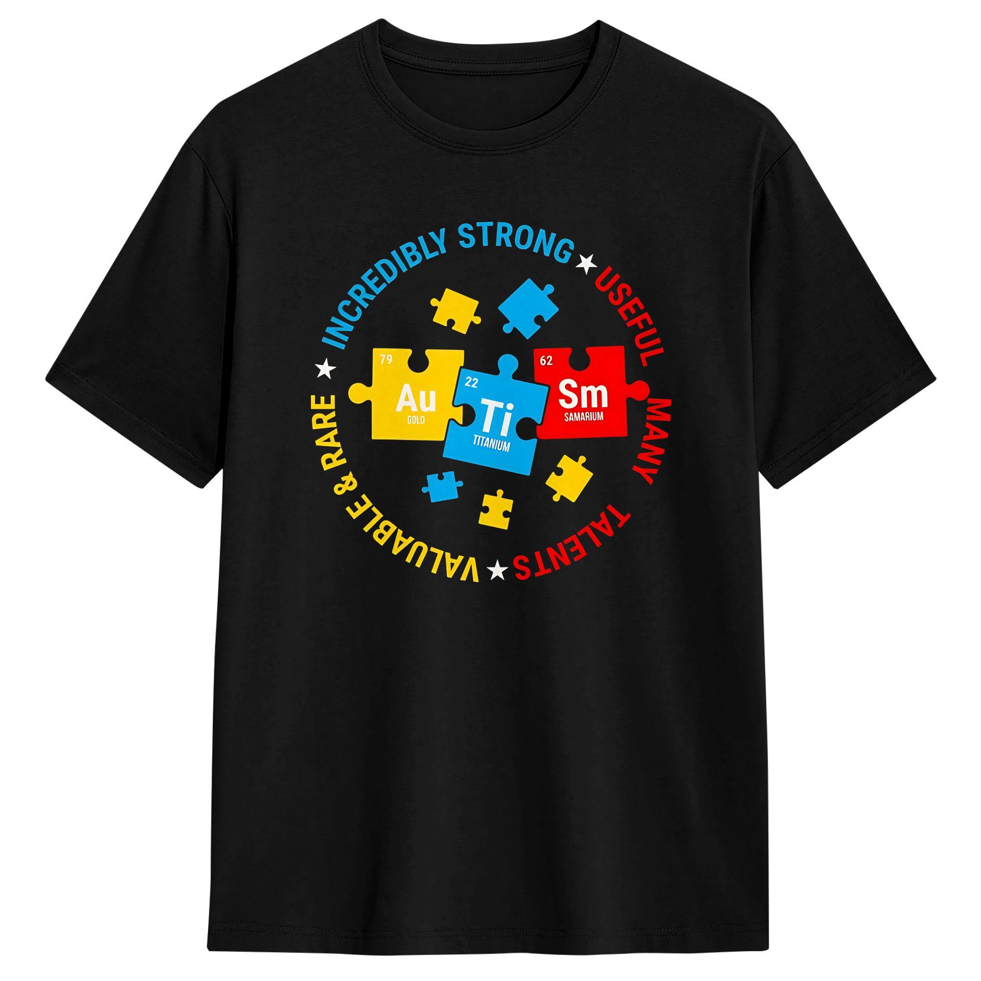 Autism Periodic Table Puzzle Autism Support Cotton T Shirt For Unisex Summer Classic TShirts Trending Tees Print Short Sleeved top L