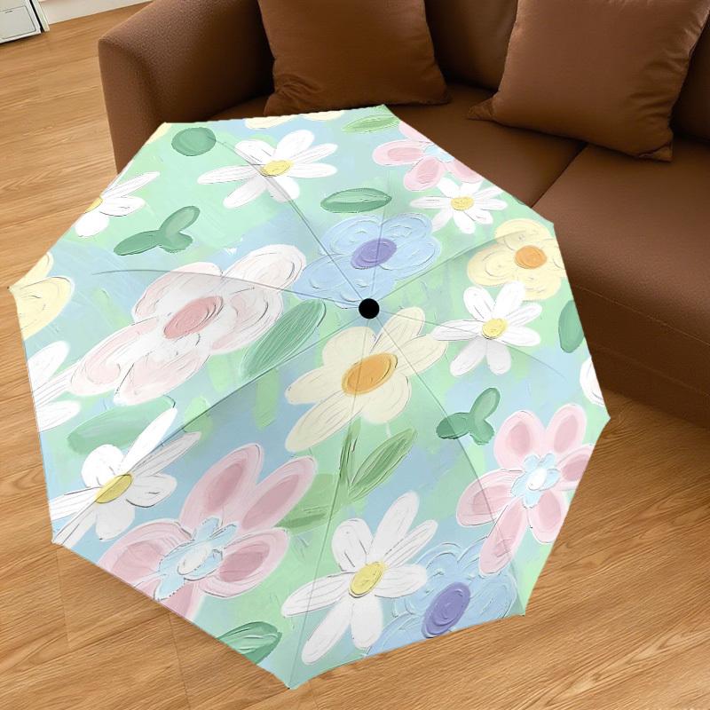 1pc Floral Pattern Automatic Open/Close Umbrella Compact Folding Umbrella with 8-Rib Shaft for Women/Men, Elegant Birthday1309S