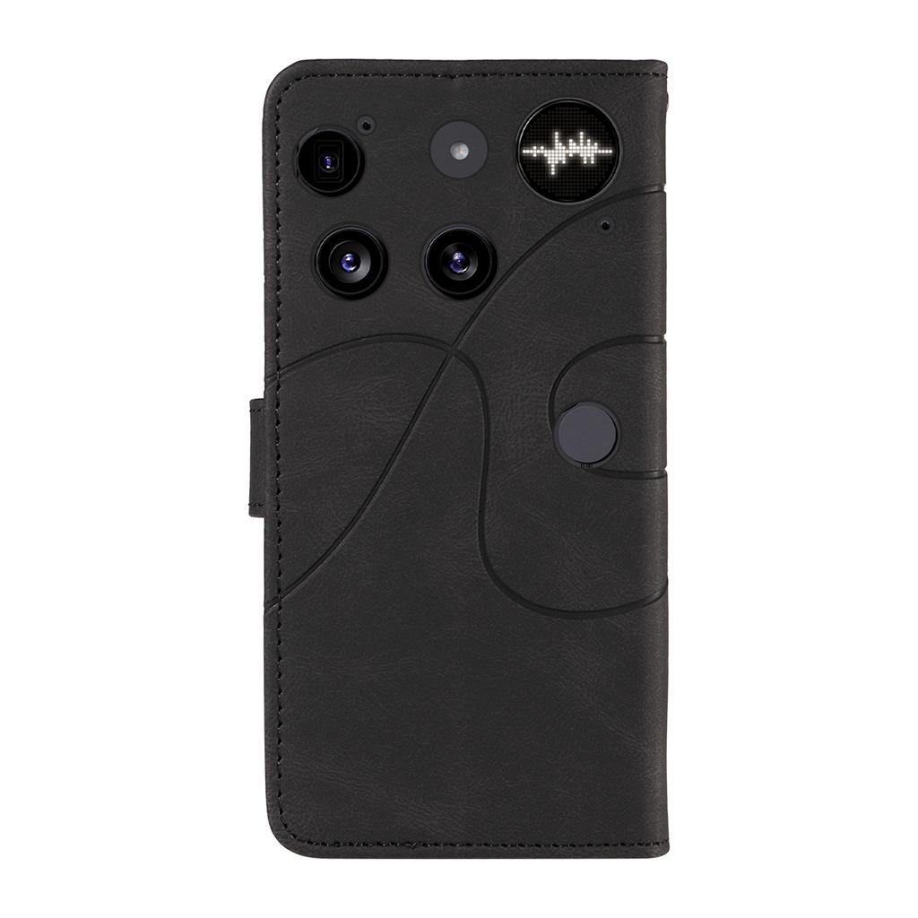 For Nothing Phone (3) 5G Wallet Case Leather Phone Cover Stand with Curved Line Design