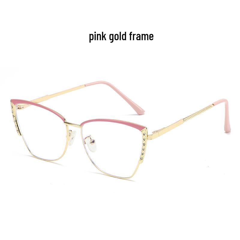 Retro Rhinestone Cat-eye Anti-Blue Light Glasses: Fashionable Color-changing Metal Frames