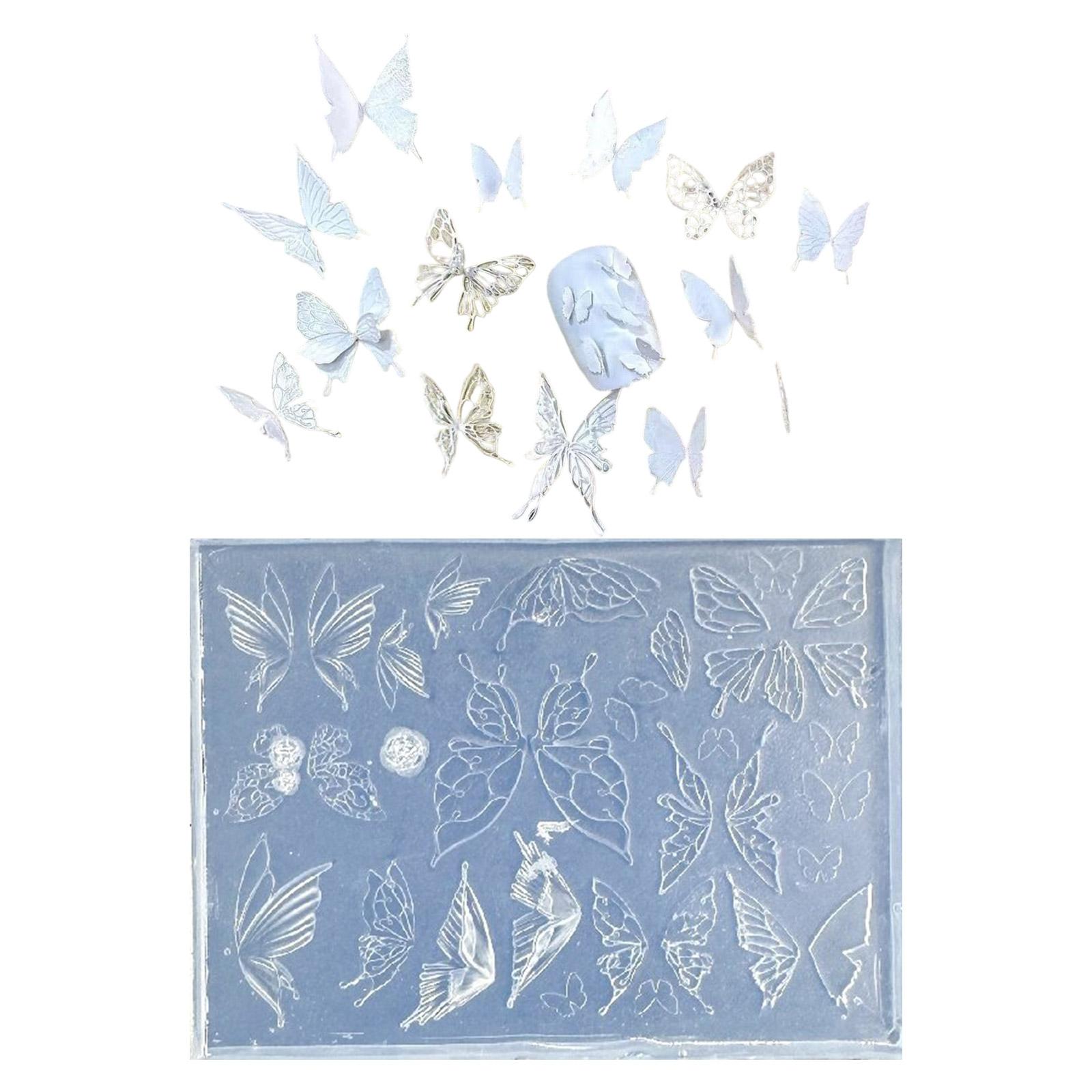 

Nail Art Silicone Stamp Mold for Party and Salon Butterfly Shaped Manicure Mould Embossed Nail Stencils for Women Girls