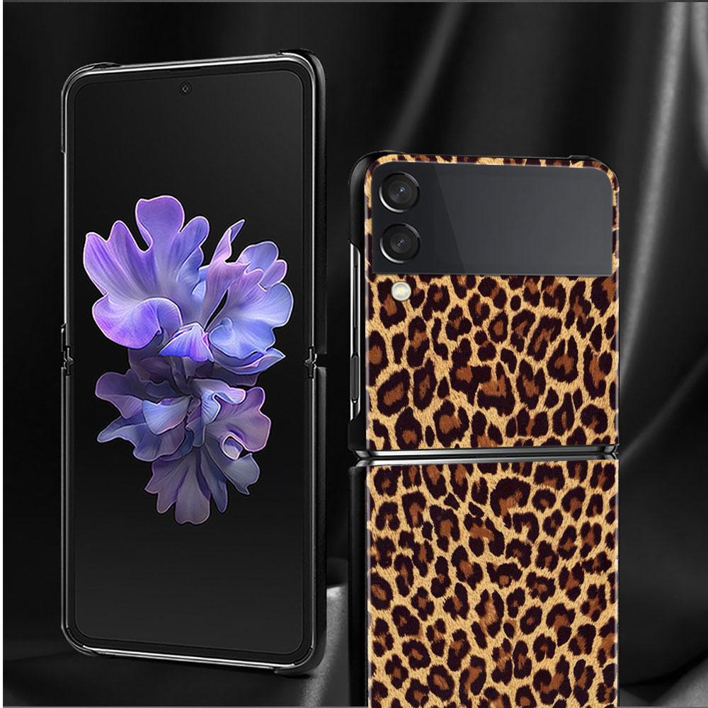 Fashion Leopard Print Panther Black Pc For Samsung Galaxy Zflip3 Z Flip3 5g Zflip Flip Smartphone Case