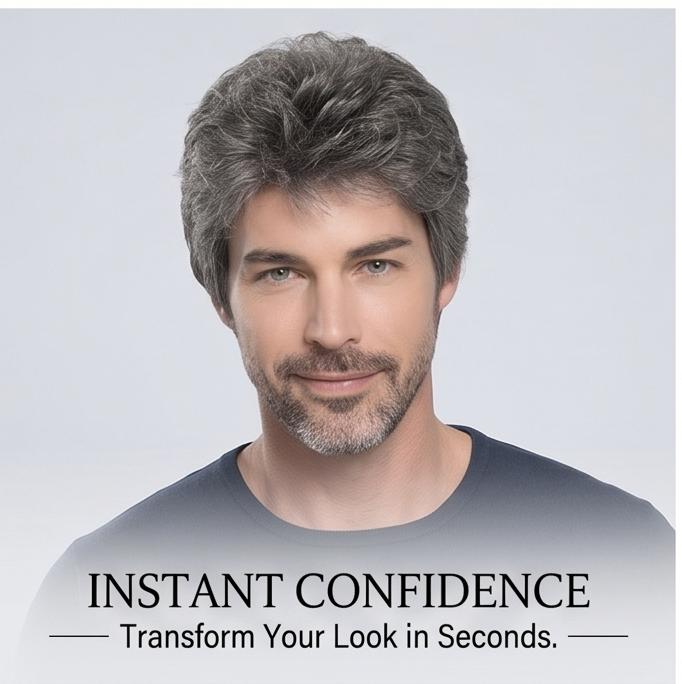 Men's Short Gray Layered Realistic Wig, Heat Resistant Synthetic Hair with Adjustable Breathable Cap for Daily & Casual Wear