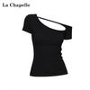 La Chapelle Off-Shoulder Hollow Short Sleeve T-Shirt