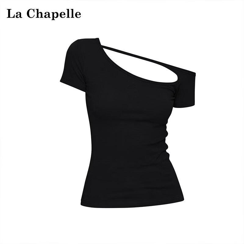 La Chapelle Off-Shoulder Hollow Short Sleeve T-Shirt