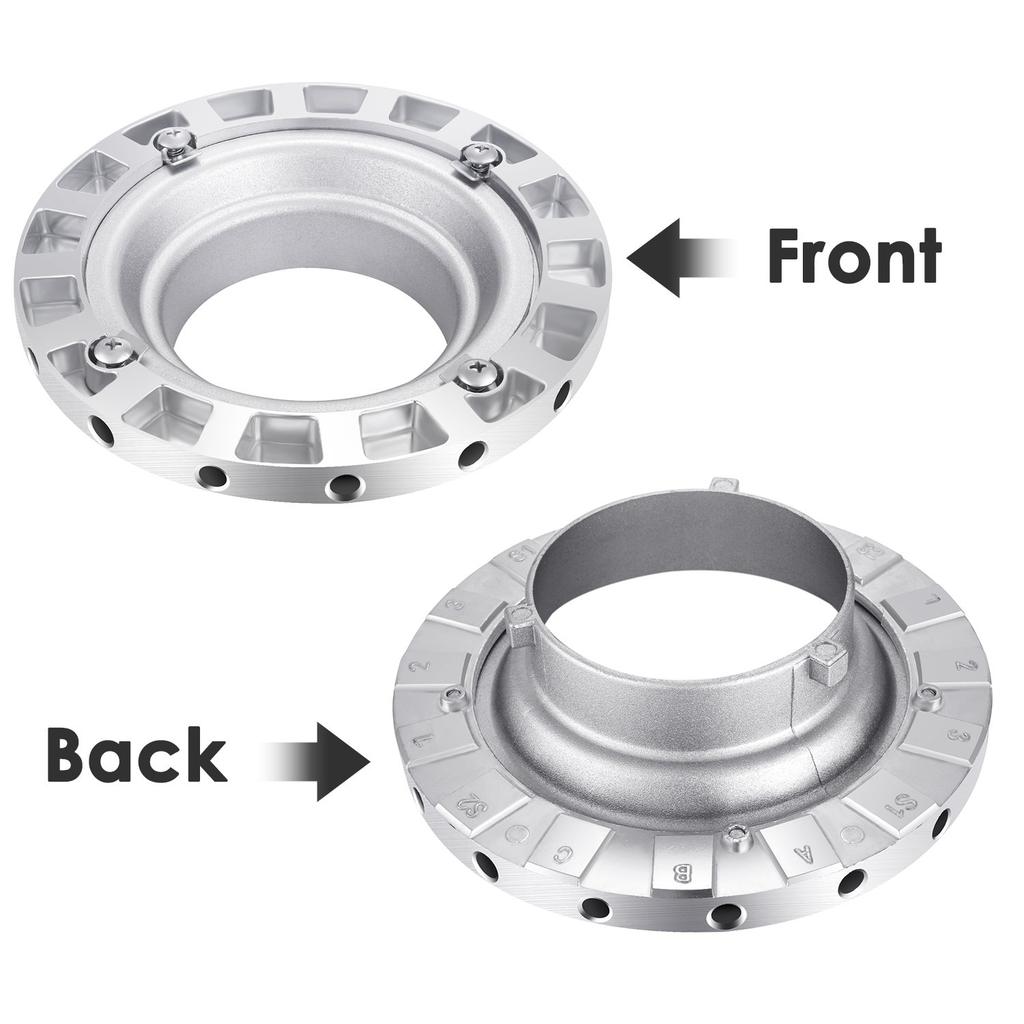 Neewer Metal Bowens Speedring Adapter for Bowens Studio Monolight Softbox, Speedlight, Flash, Strobe,
