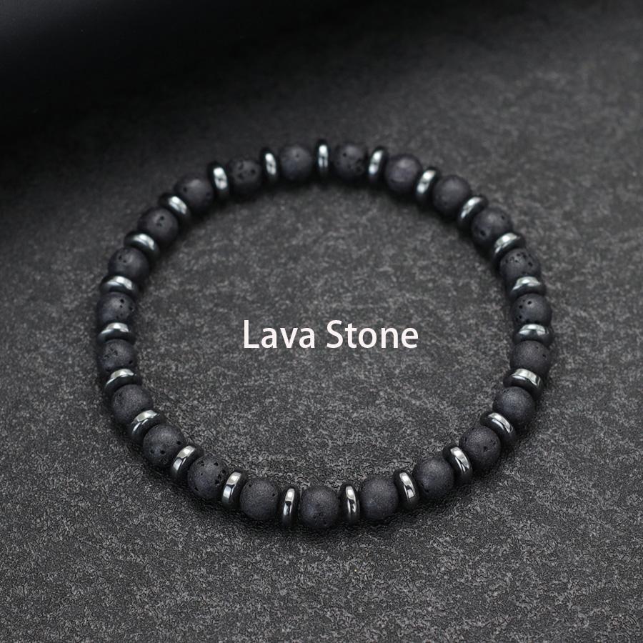 New Handmade Man Stone Bracelet With Birthstone 6mm Tiger Eyes Lava Hematite Healing Braslet Boyfriend Wrist Accessories Joias