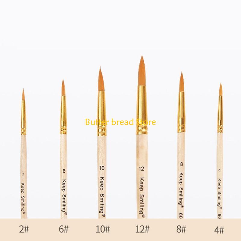 W89C 6 Sizes Acrylic Painting Brushes Artist Paintbrushes for DIY Crafts Painter