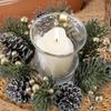 Christmas Candle Rings Wreaths Artificial Red Berry Candle Wreath Ring Eye-Catching Candle Holder Rings For Dinner Table Mantel