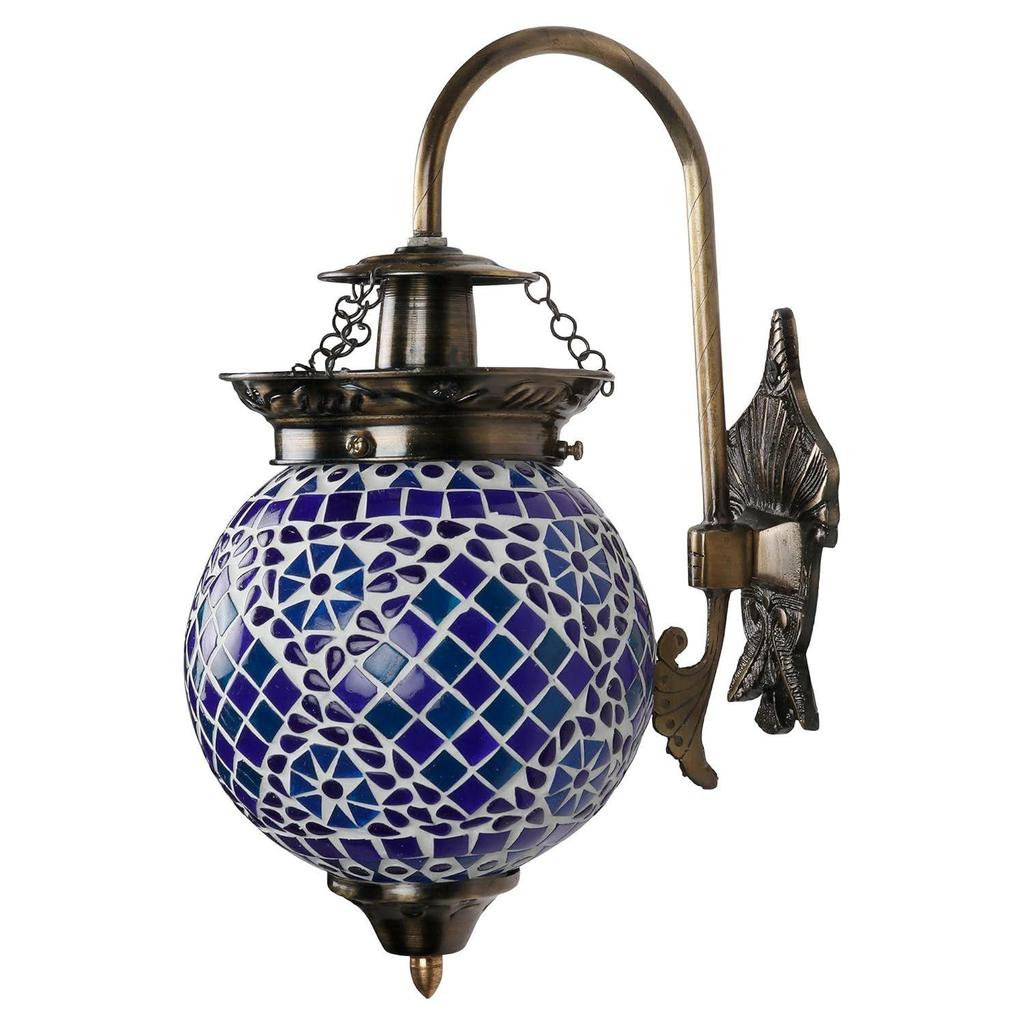 Blue Mosaic Glass Wall Lamp - Handcrafted Home Decor Lighting Fixture (Pack of 1)