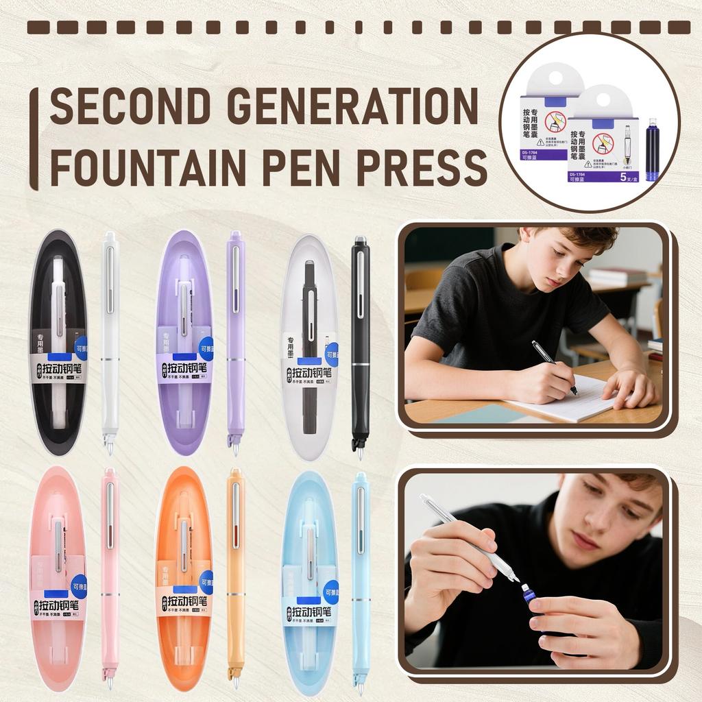 Space Capsule Click Pen, Small Cabin Door Technology Sense Student Homework Practice Calligraphy Fine Tip Nonsplash Ink Pen Set 2ml