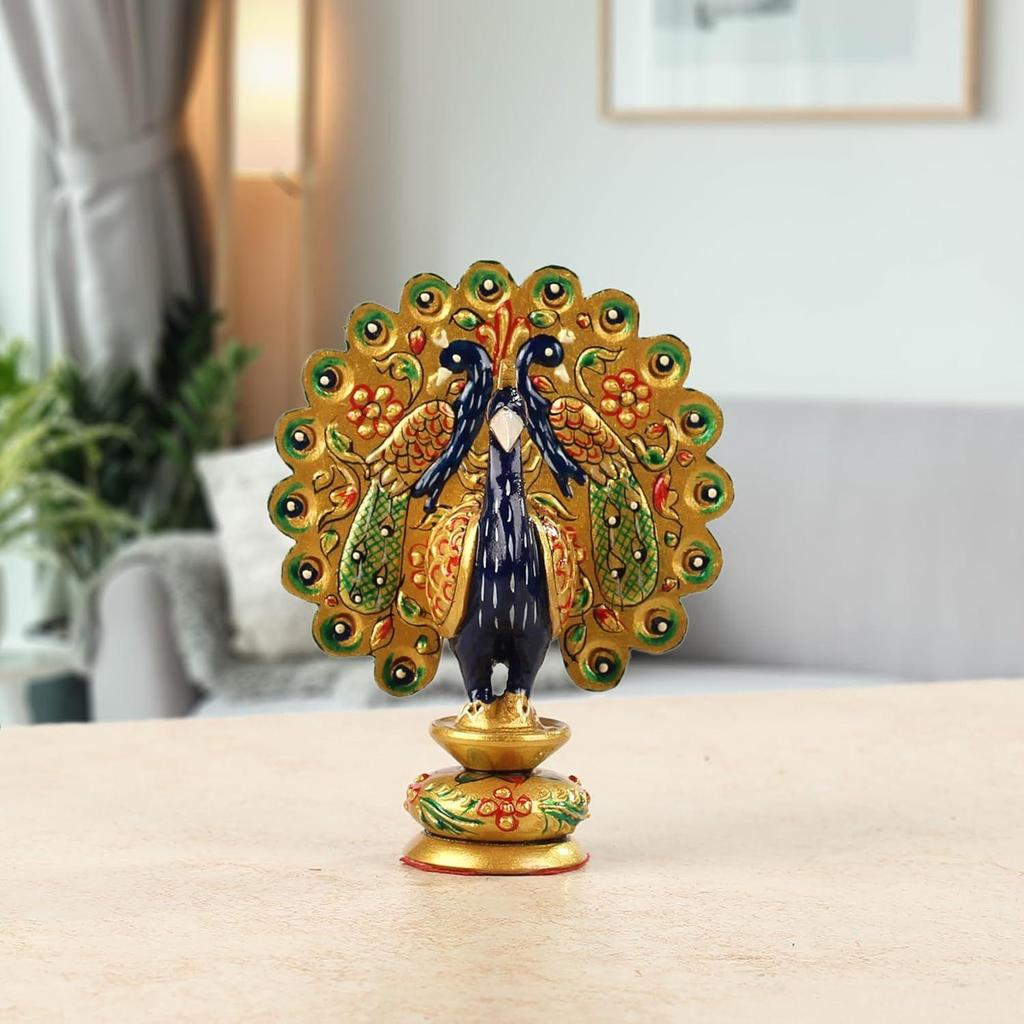 Golden Amboz Resin Dancing Peacock Showpiece Figurine for Home Office Decor Gifts
