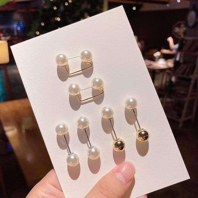 5 /10pcs /Pack Enamel Pins Pearl Neckline Brooches Small Collar Lapel Scarf Buckle Pin Fixed Clothes Invisible Brooch Jewelry Sets