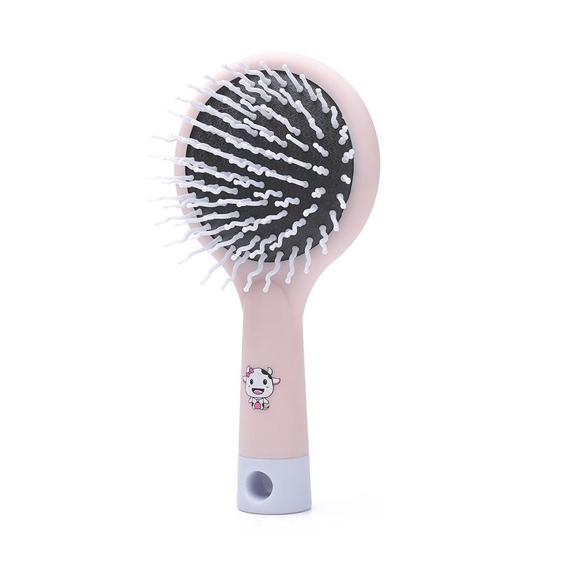 Cute Cartoon Air Cushion Comb for Girls and Teens: Portable Hairbrush with Mirror and Massage Feature.