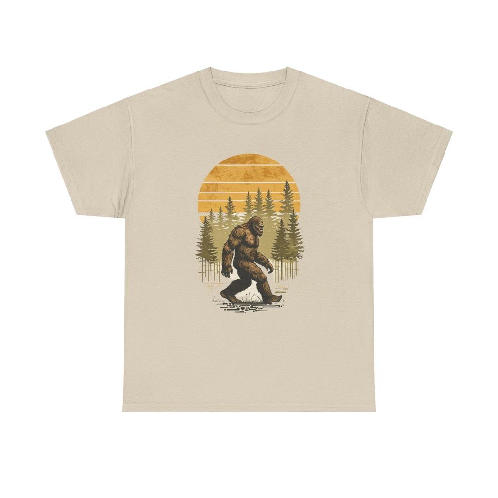 Vintage Forest Scene T-Shirt Bigfoot Graphic Tee Nature Shirt Sasquatch Shirt