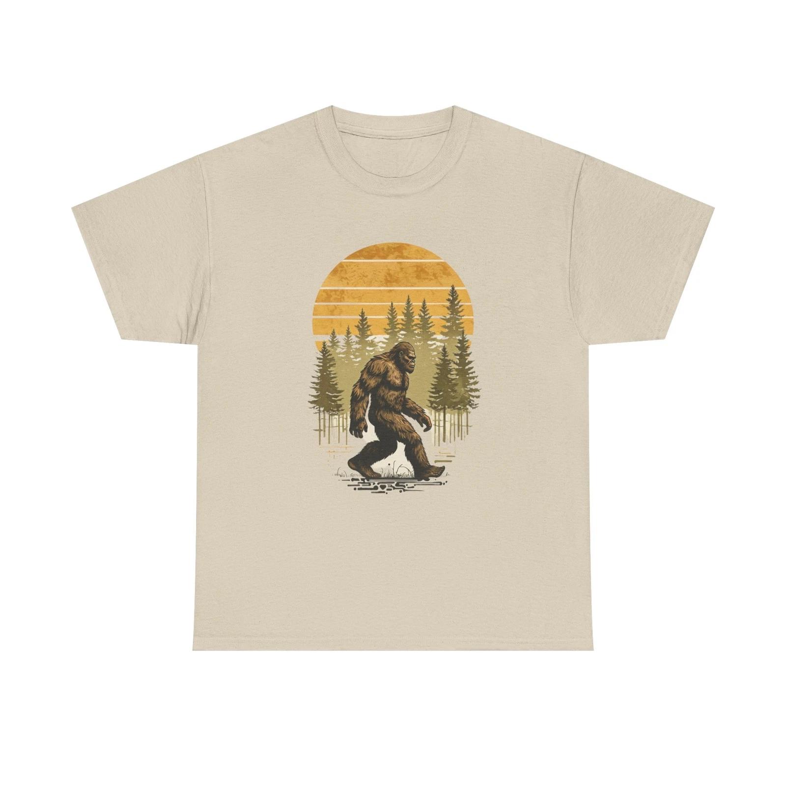 Vintage Forest Scene T-Shirt Bigfoot Graphic Tee Nature Shirt Sasquatch Shirt 2XL