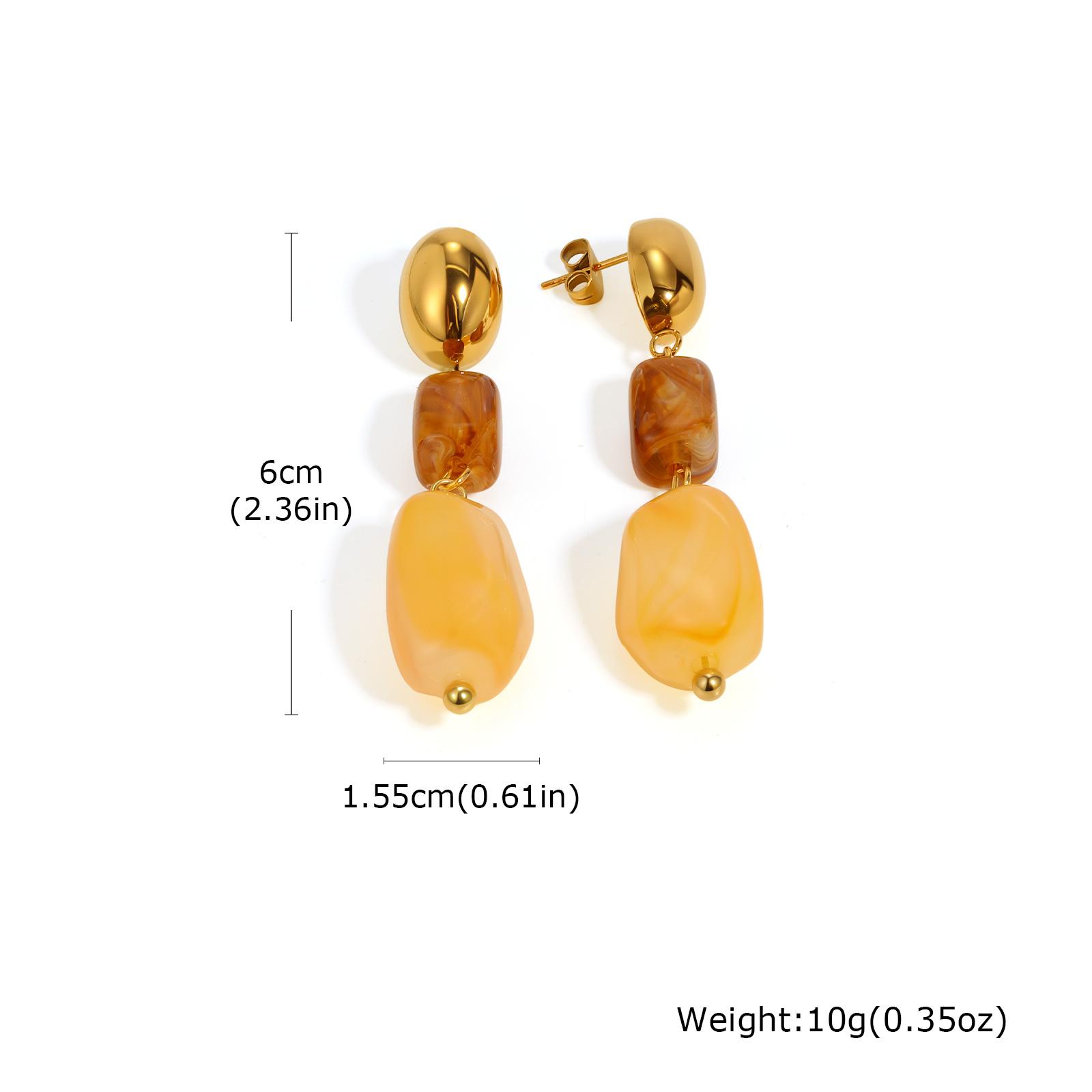 

Vintage Acrylic Resin Irregular Pendant Necklace for Women, 18K Gold Plated Stainless Steel Necklace, Trendy Jewelry Waterproof