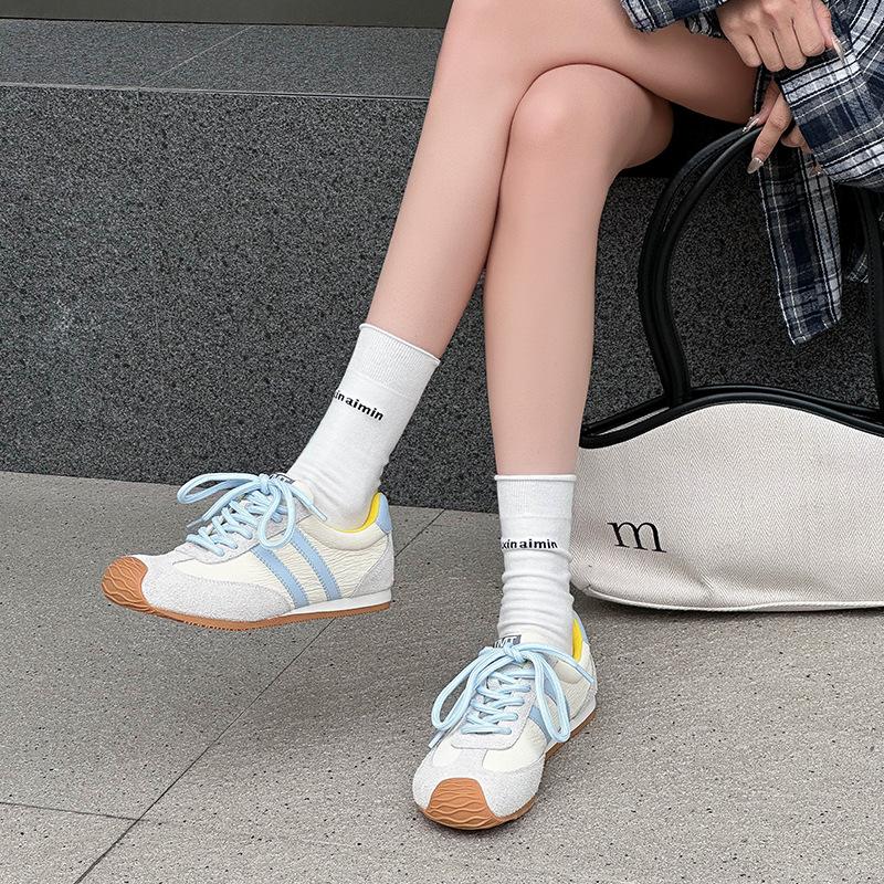 Leather Dexun shoes spring new breathable flat baseplate shoes lightweight Forrest Gump shoes