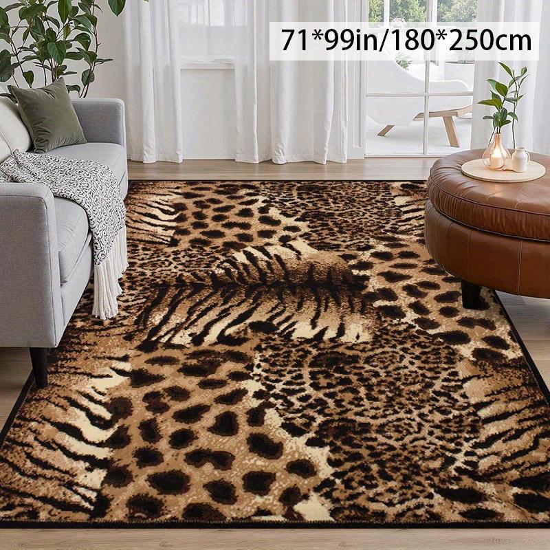 Velvet Non Slip Spandex Bottom Area Large Mat Black Imitation Leopard Animal Fur American Modern Style Machine Washable