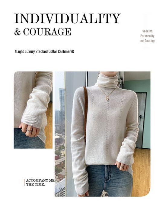 Women's High Neck Wool Pullover Sweater - Long Sleeve, Warm Knitwear for Autumn & Winter