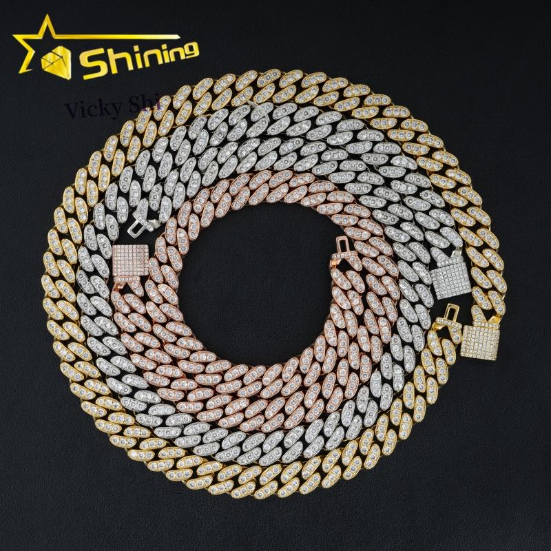 Worldwide Shipping Cheapest Price 12MM CZ Cuban Link Chain Fashon Iced Out Brass Hip Hop Men Cuban Link Necklace