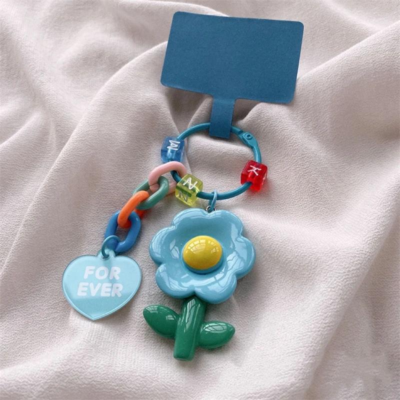 

Cartoon Bear Flower Hanging Phone Chain for IPhone Girls Cellphone Charm Bracelet Strap Anti-Lost Hanging Ring Jewelry Keychain синій