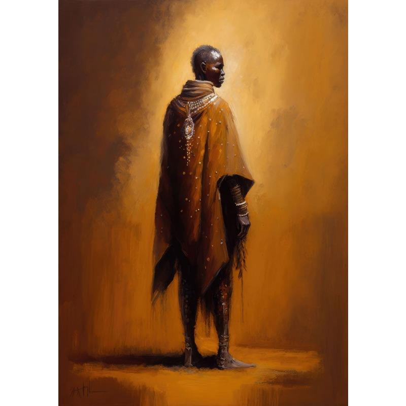 

Винтажный постер «Африканские племена» Чернокожий мужчина с оружием Холст Живопись Настенные принты Картина Гостиная Домашний декор Cuadros 21cm×30cm NoFrame