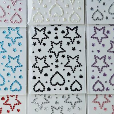 Beautiful Shiny Crystal Rhinestones Pearl Star 3D Stickers Scrapbook Phone Case DIY Decorations Dance Show Makeup Face Stickers