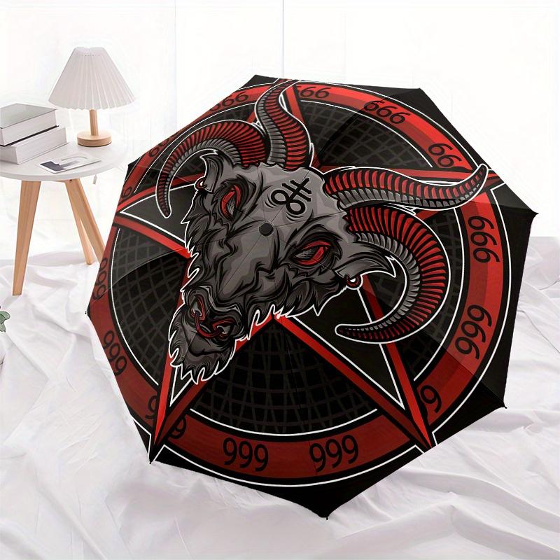 Devilish Design: Baphomet Pentagram StickerUmbrella, Portable 3-Fold Compact Umbrella,Christmas Gift ES499