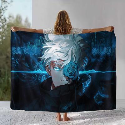 Anime Jujutsu Kaisen Cartoon Itadori Yuji Flannel Blanket,Ultra Soft Plush Throw for Home Bedroom Bed Sofa Cover Office Picnic