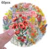 60pcs Transparent Flower Stickers Rose Tulip Lavender Dandelion Marigold Decals Scrapbooking Water Bottles Skateboard DIY Crafts