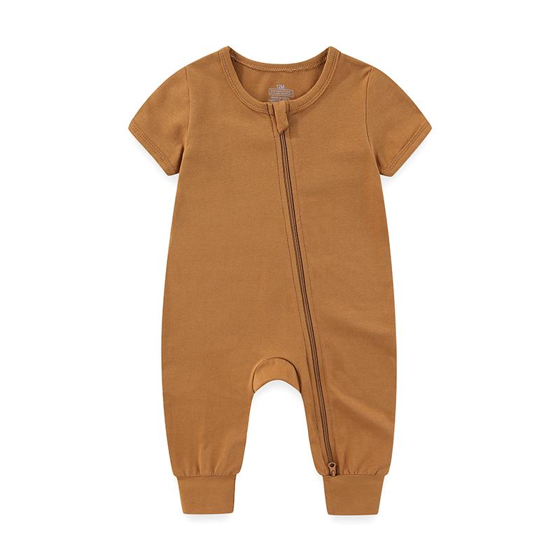 2-teiliger Baby Jungen Mädchen modischer kurzärmliger Overall mit Reißverschluss Baumwolle weich Neugeborenenkleidung