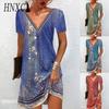 Women's Fashion Summer Spring  Short Sleeve V-Neck Casual Dresses