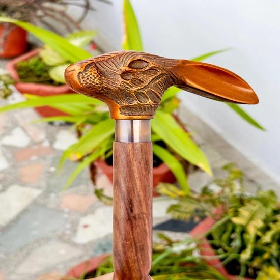 91.44 Cm Walking Stick with Rabbit Head Handle, Luxury Wooden Brass Stick Best Giftsfor Men, Women