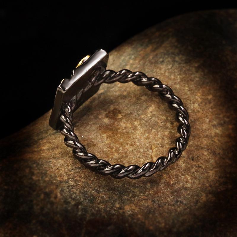 European and American Fashion Jewelry  Gold Divided Two Color Zircon Ring  Butterfly Animal Shape Creative Couple Ring