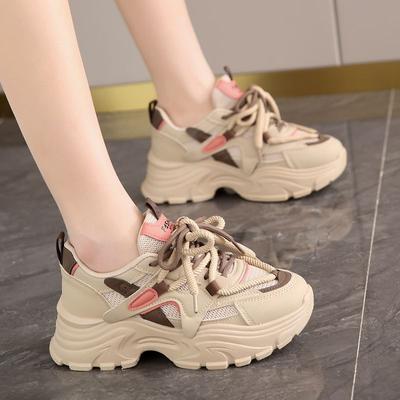 Frühling Herbst Koreanische Vielseitige Damen-Sneaker Teenager-Schüler Dicksohlige Hohe Weichsohlige Bequeme Lässige Laufschuhe