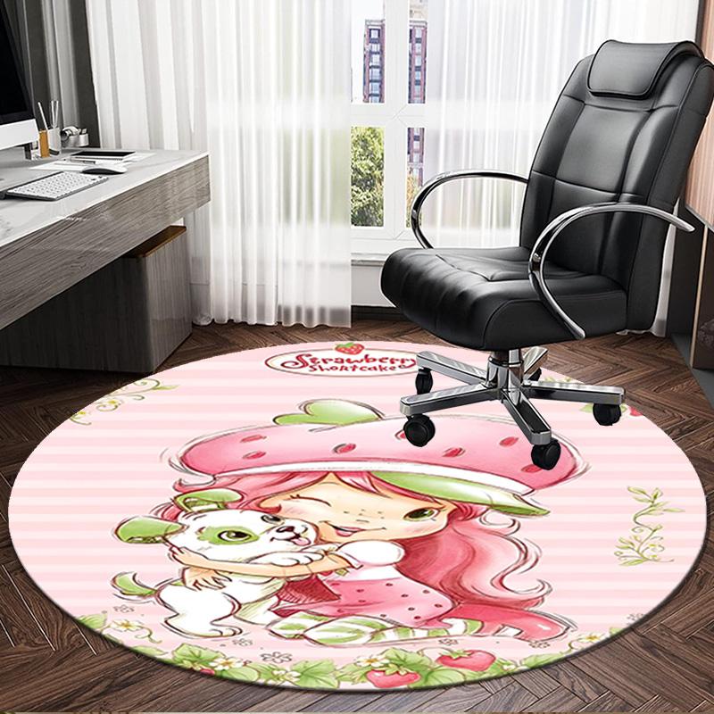 Straw-berry Sweet Moment Round Rug for Livingroom,Bedroom, Palyroom, Chair Rug, Area rug, Circle Carpet, Large Size Fan Christmas gift