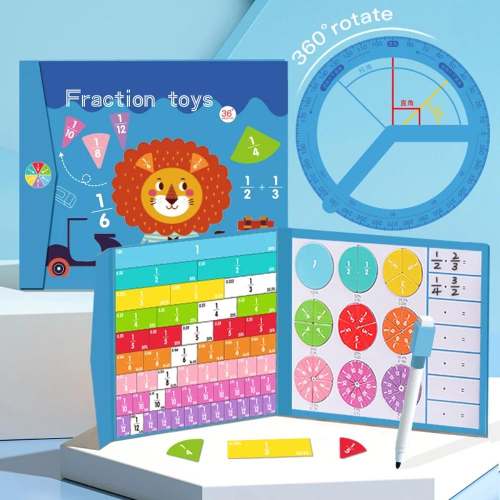 Kids Magnetic Fraction Math Montessori Toys Wooden Fraction Book Set Arithmetic Teaching Aid Kids Educational Learning Toys bianco
