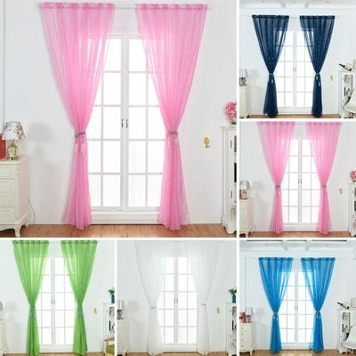 1 Stück glänzender Stern transparenter Tüll Voile Vorhang Fenster drapieren Wohnzimmer Dekor