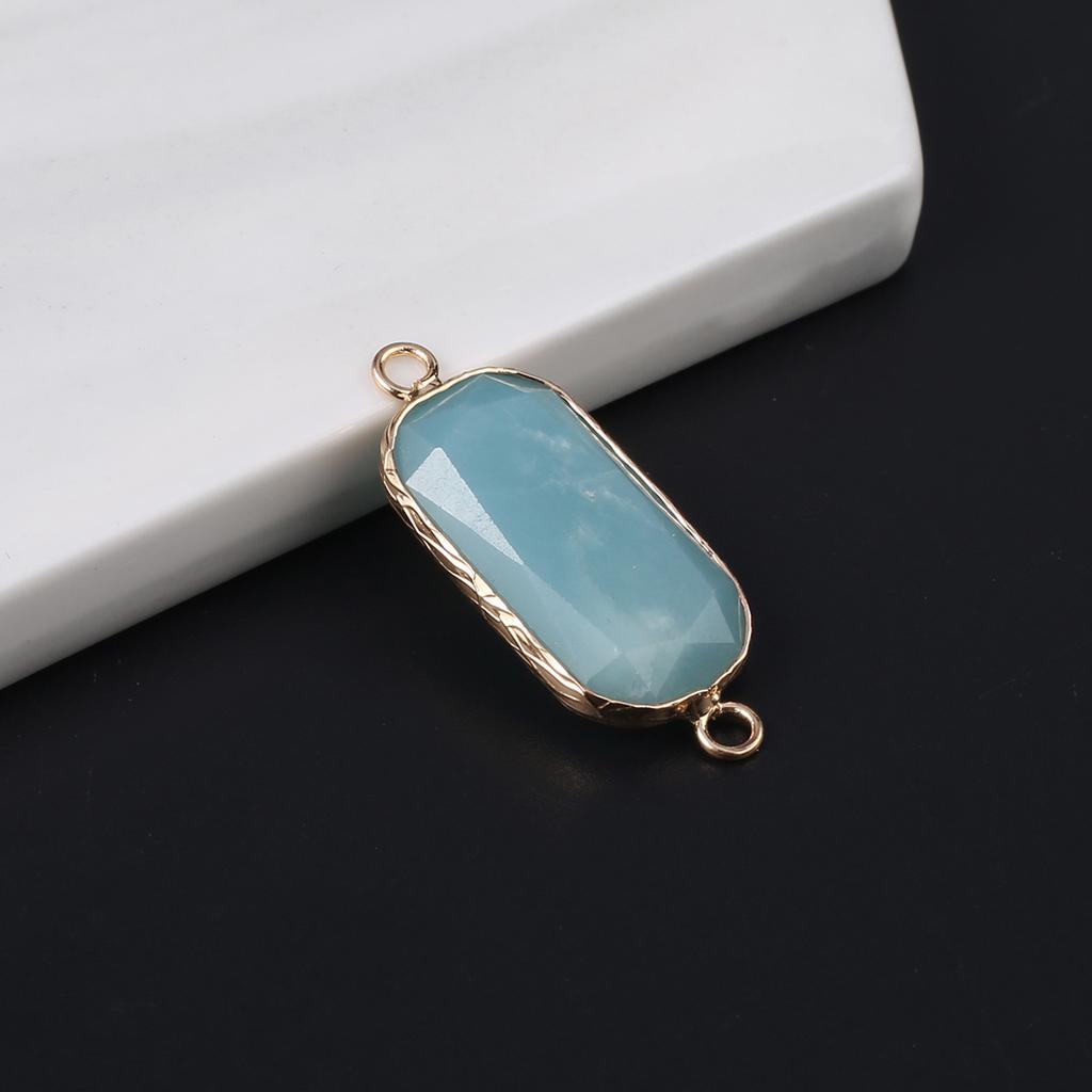 Conectores Piedra Natural cuarzo rosa/amazonita conector facetado rectangular para fabricación de joyería DIY collar pulsera accesorio