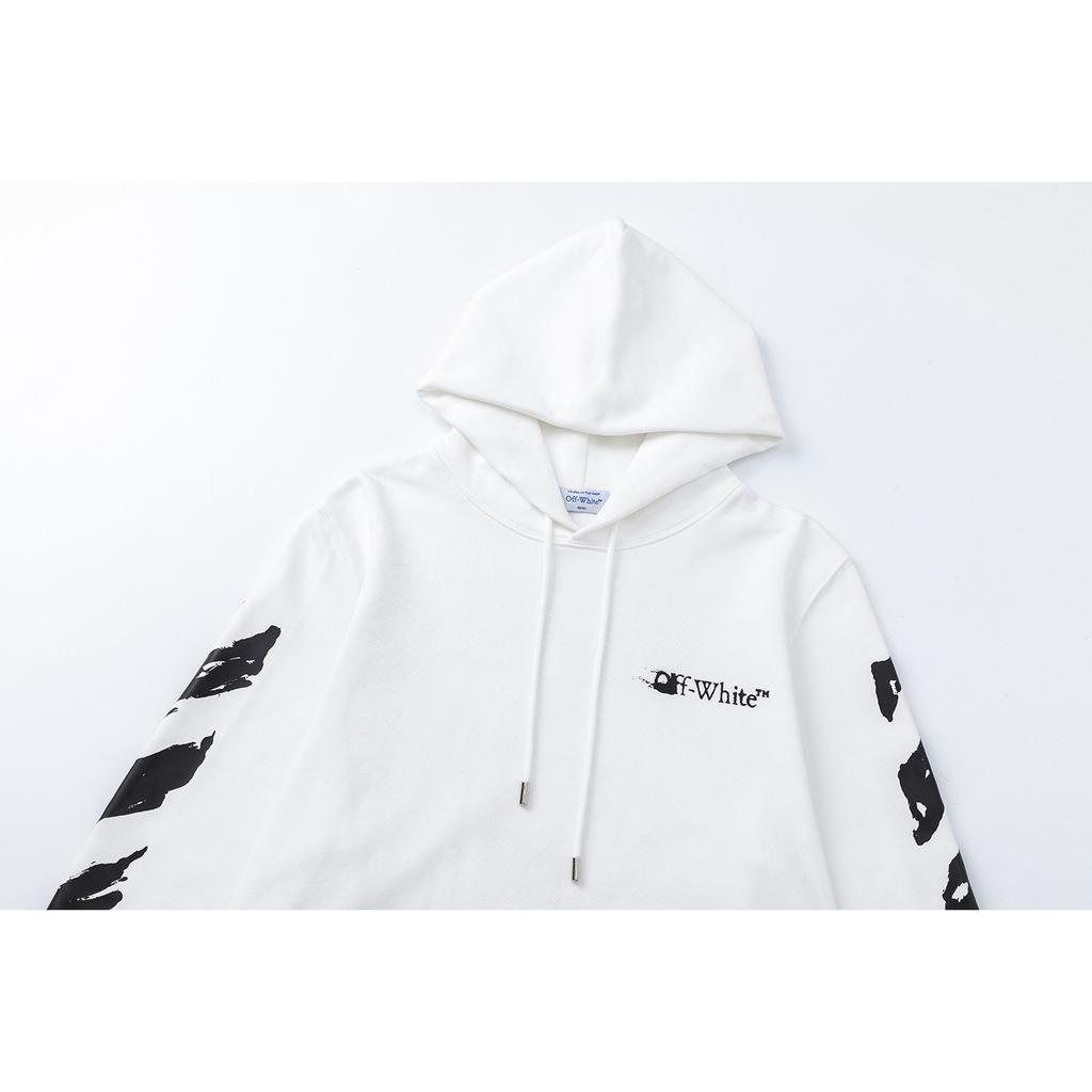 Off-White 2025 Autumn and Winter New Graffiti Arrow Pattern Printed Hooded Sweatshirt for Men and Women