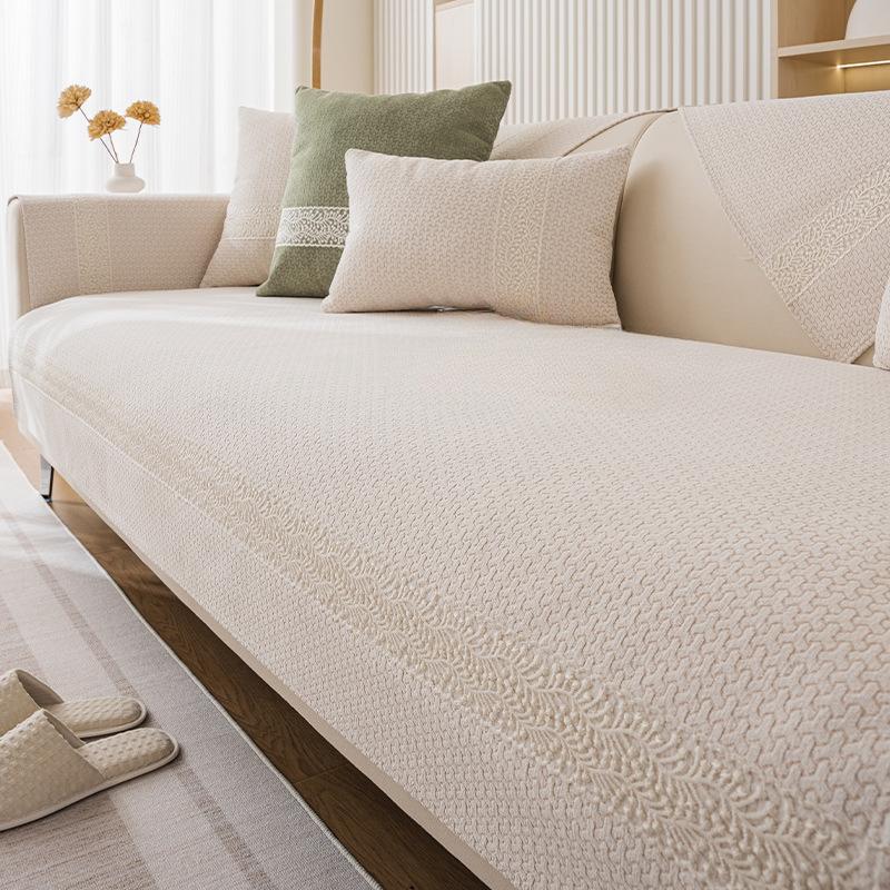 

Universal Chenille Sofa Cushion Cover Four Seasons Korean Simple Solid Cream Seat Cushion Soft Fabric Sofa Cover 70*70