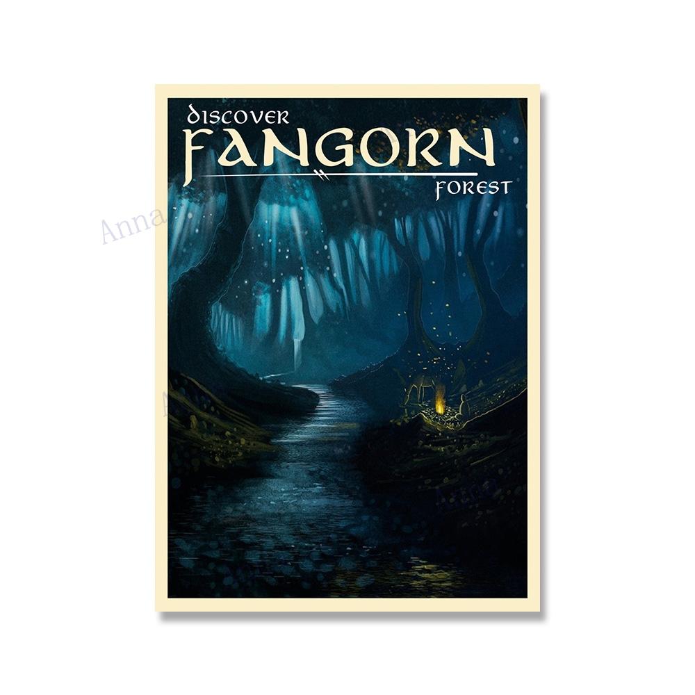 Canvas Painting Nordic Vintage Travel Poster and Prints Tolkien Middle Earth Landscape LOTR Art Wall Pictures Living Room Decor No Frame