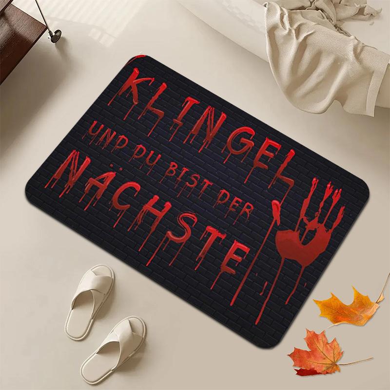 Horror Bloody Handprint Print Carpet Plush Flannel Rug Halloween Entryway Living Room Home Decor Area Rug Non Slip Floor Mat
