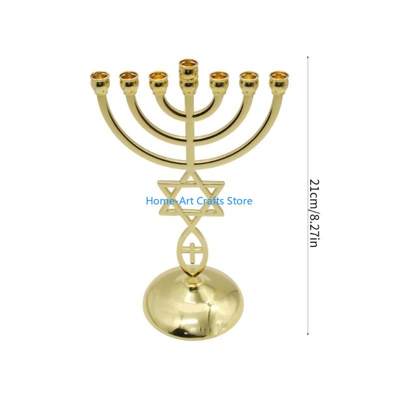 Y3NA 12 Tribes of Israel Menorah Jerusalem Candlestick 7 Branch Je Holder