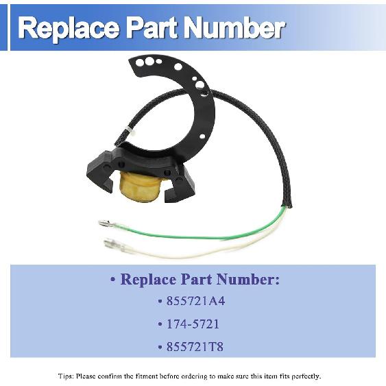 855721A4 Stator Coil Fits for Mercury Outboard 6HP 8HP 9.9HP 10HP 15HP 20HP 25HP Replace 174-5721, 855721T8
