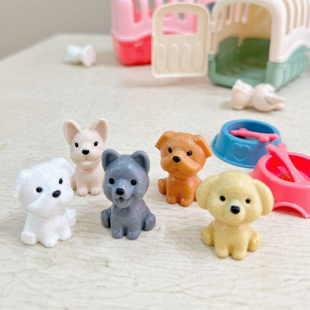 Pet Basket Dog Dollhouse Toy Scene Playing Dog Cage Toys Doll Accessories Dog Doll Set  Kids Toys