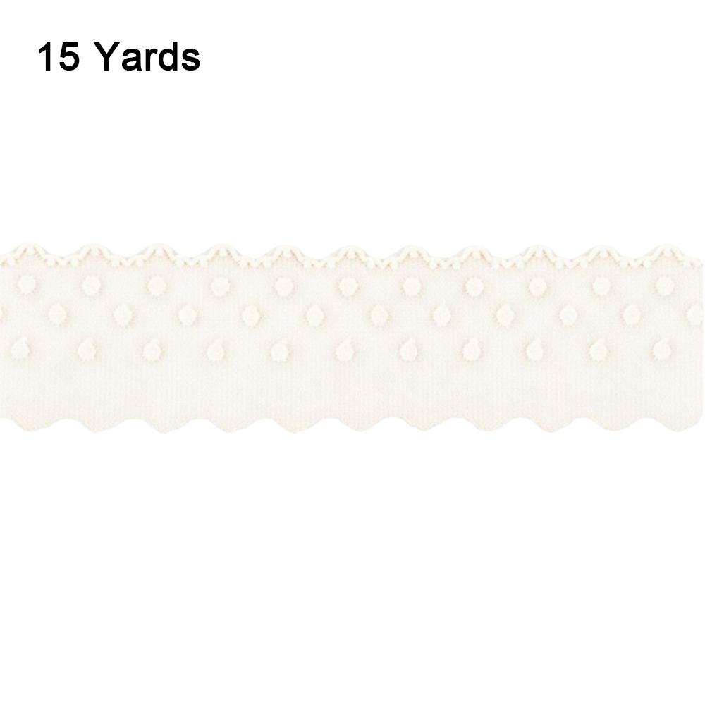 15 Yards Mesh Lace Fabric Embroidered Edge Wave Lace Peas Pattern Dot Lace DIY Sewing