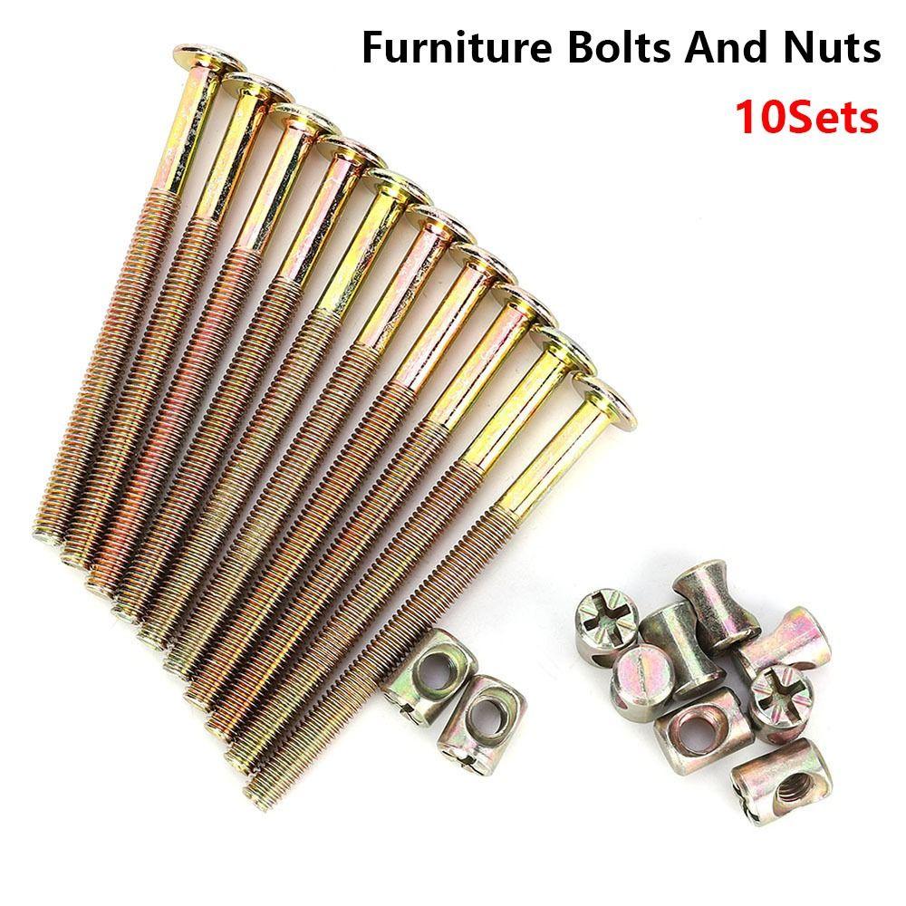 10Pcs M6 Furniture Bolts And Nuts for Bed Frame Chair Cabinet Furniture Assembly